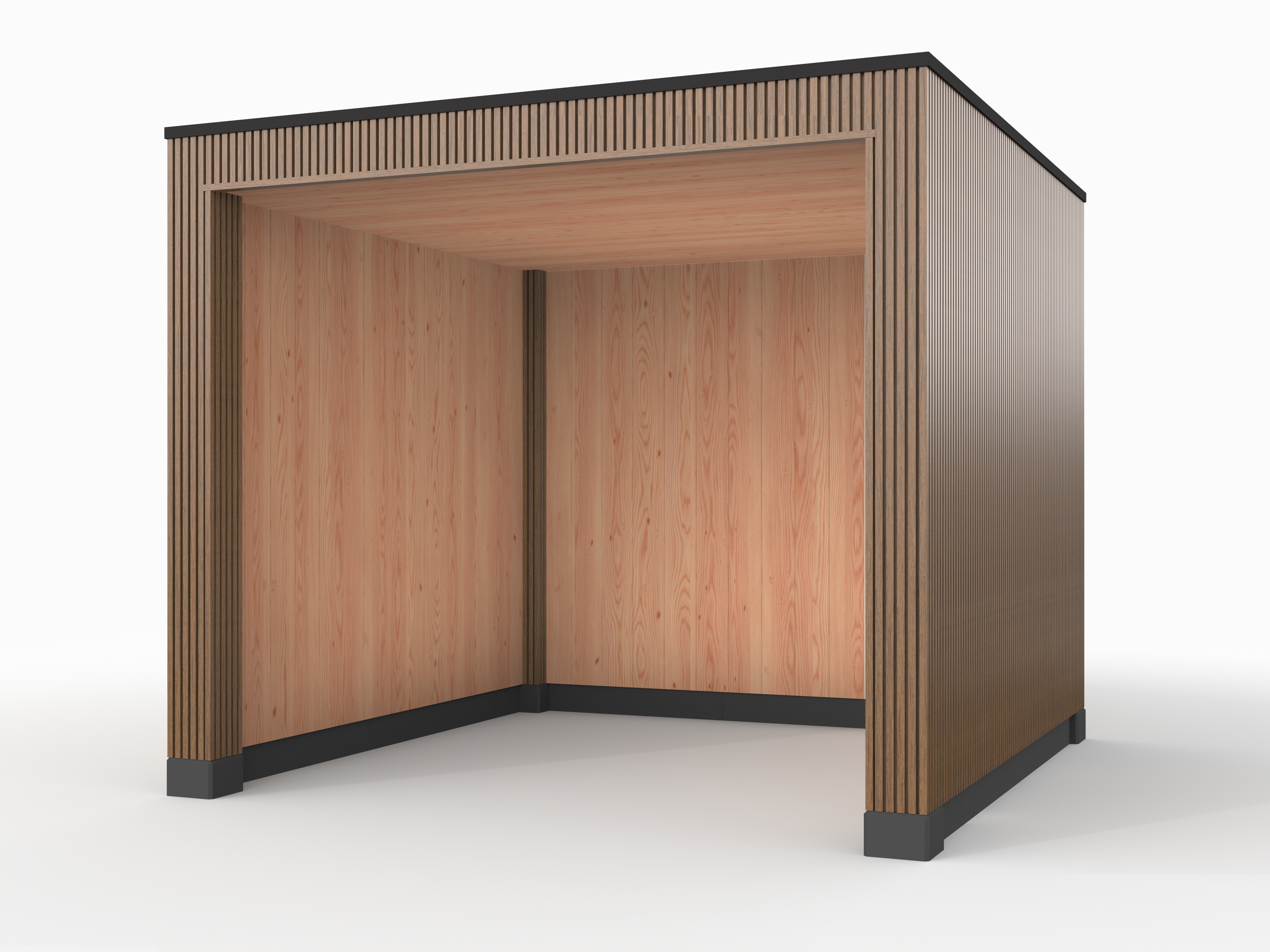 Douglas overkapping, 300 x 300, met achterwand en twee zijwanden, Westwood Rhombus Teak - Afbeelding 1